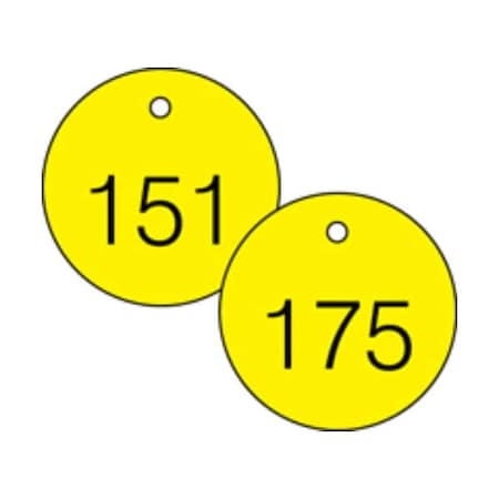 Accuform Engraved Numbered Tags, HS-Laminate, 3 in W, 25 PK TDG367YL